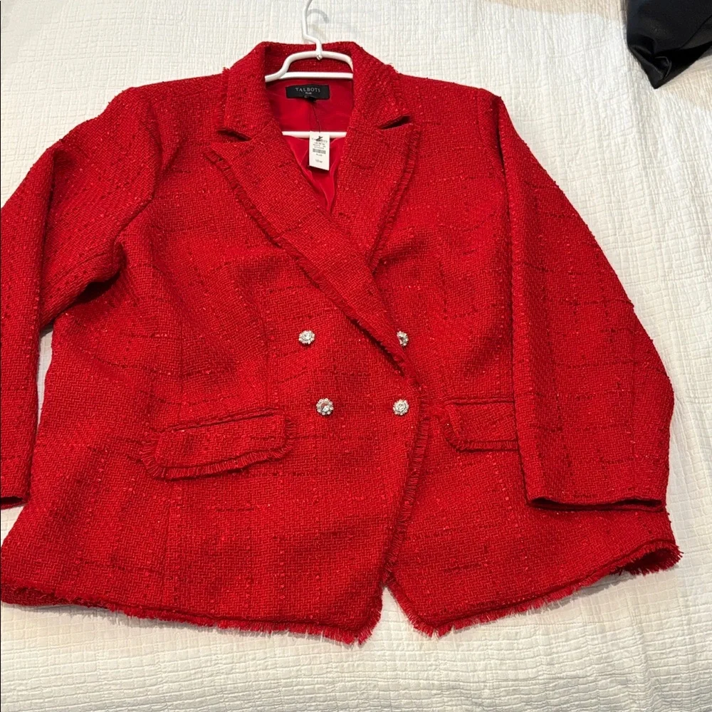 Talbots Red Metallic Tweed Blazer NWT Sz18W - Picture 3 of 10